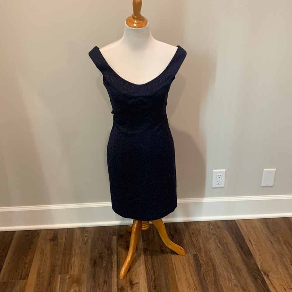 Glamorous Paper Crown fitted Monroe dress navy 6 New w/out tags